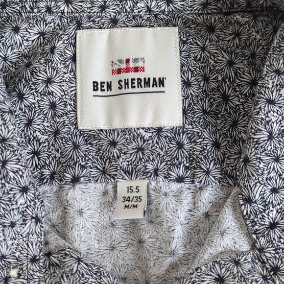Ben Sherman Long Sleeve Button Down Floral Cotton Shirt M - Picture 3 of 10